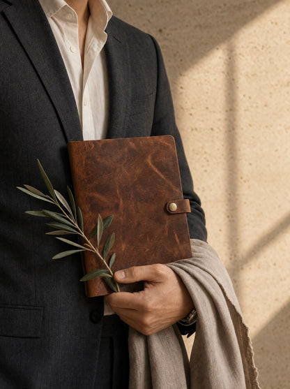 leather-folio-a5 wearing